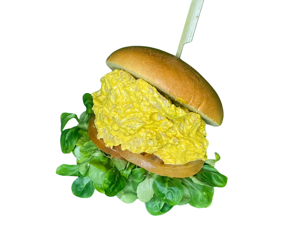 Hamburguesa de Canónigos con Pechuga de Pollo y Salsa Curry